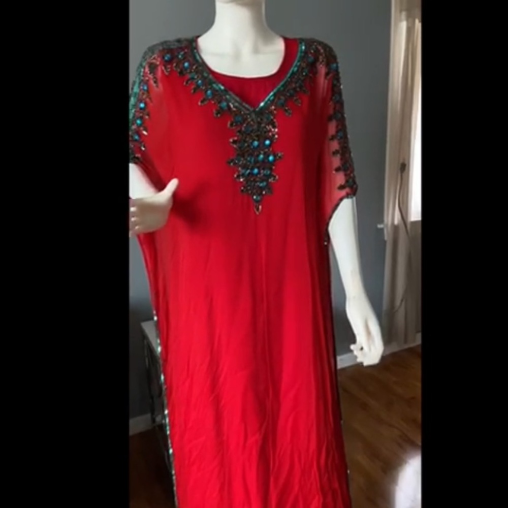 2 pcs red kaftan with beads